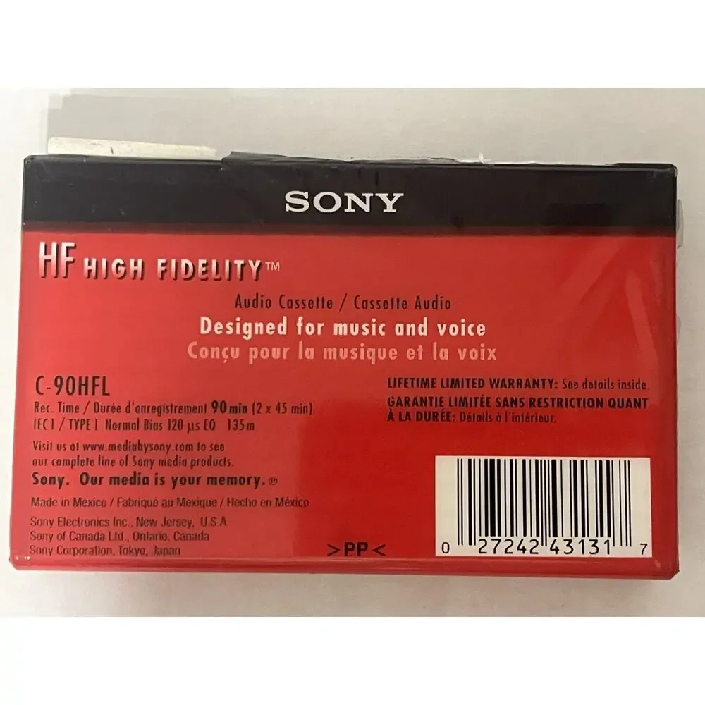 3 Sony Cassette Tapes- HF C-90HFL 90 Minute Blank High Fidelity NEW SEALED